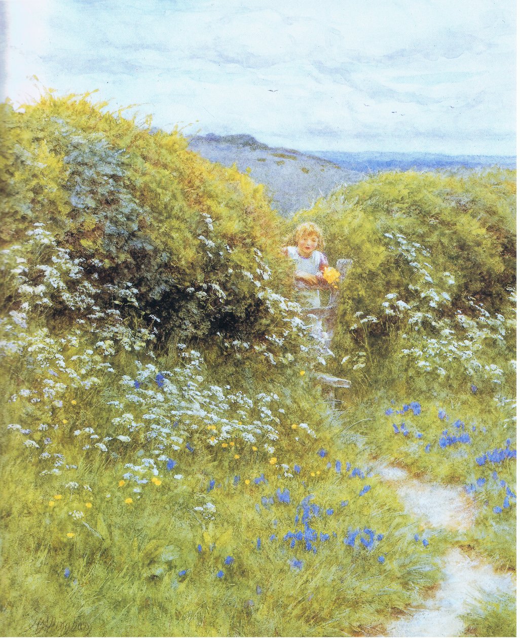 Kopersille og blåklokker af Helen Allingham