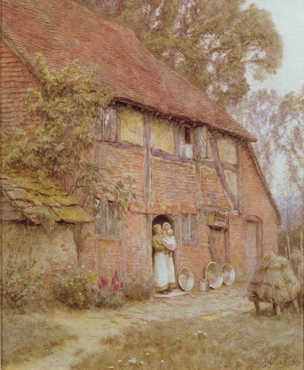 Sommerhuset med bistader af Helen Allingham
