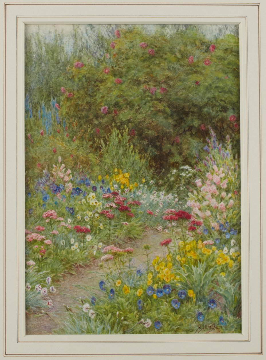 Den lille sti, 1920 (wc på papir) af Helen Allingham