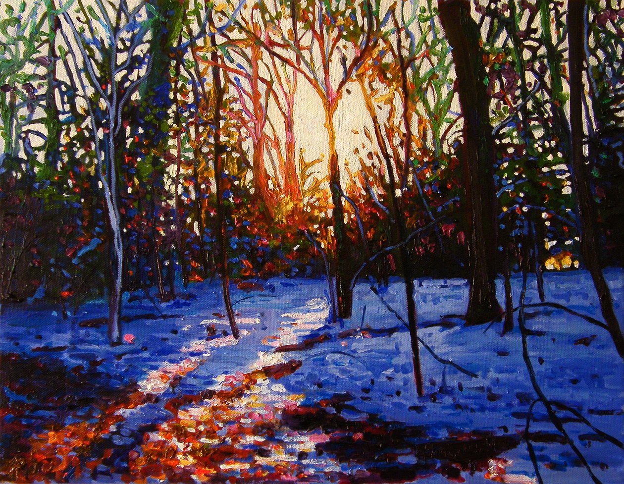 Solnedgang på sne, 2010, af Helen White