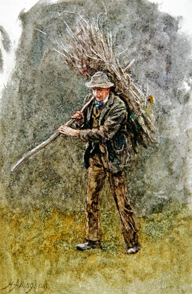Et bundt af træ (akvarel på papir) af Helen Allingham