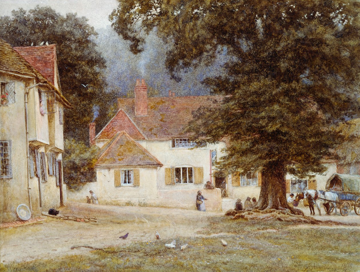 A Cart by a Village Inn, 1878 af Helen Allingham