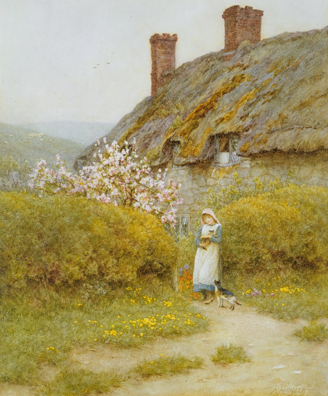 En Dorsetshire Cottage (wc på papir) af Helen Allingham