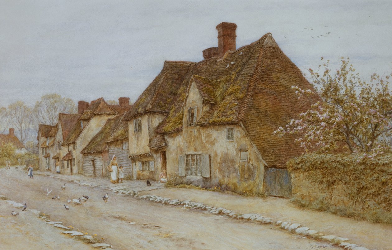 A Village Street, Kent af Helen Allingham