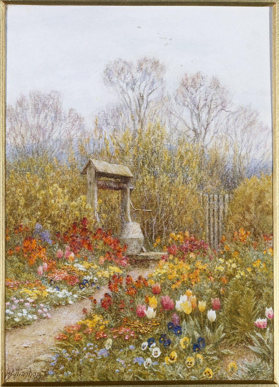An Old Well, Brook, Surrey (akvarel) af Helen Allingham