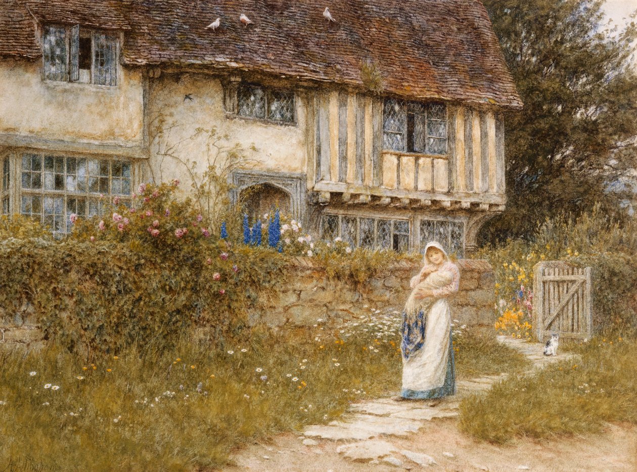 Ved siden af Old Church Gate Farm, Smarden, Kent af Helen Allingham