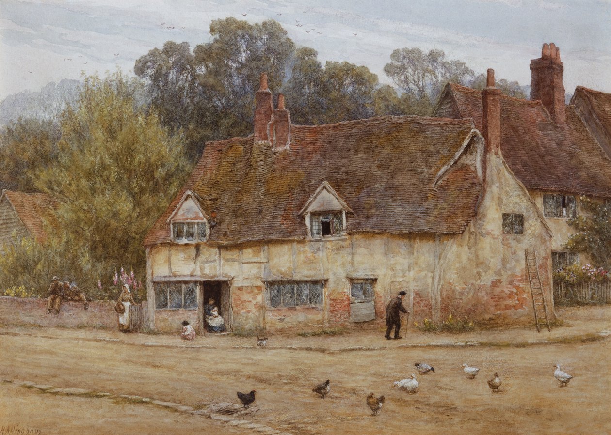 Ved den gamle hytte af Helen Allingham