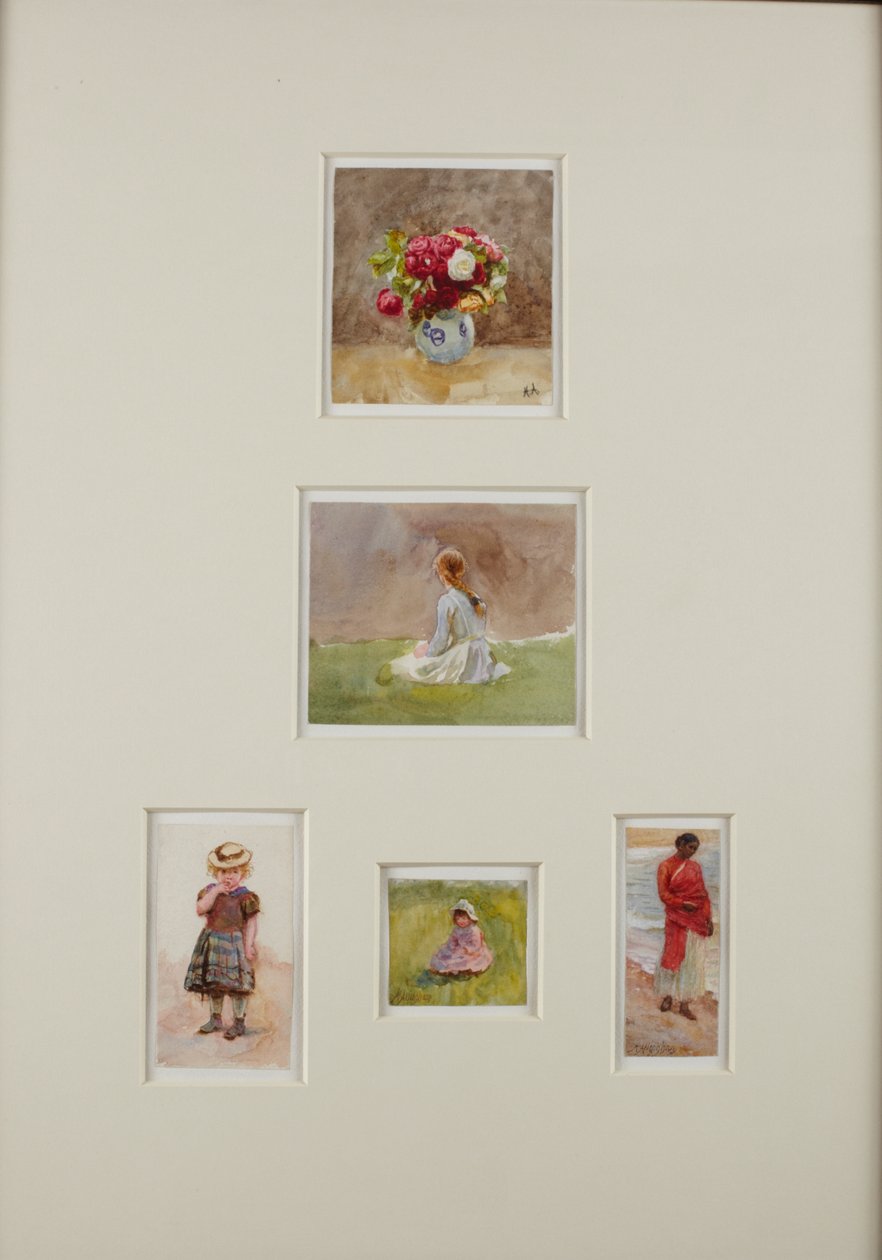 Fem skitser (akvarel på papir) af Helen Allingham