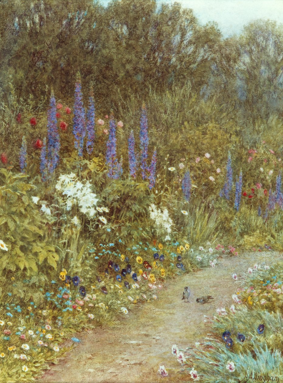 Have omkring hendes sommerhus (akvarel) af Helen Allingham