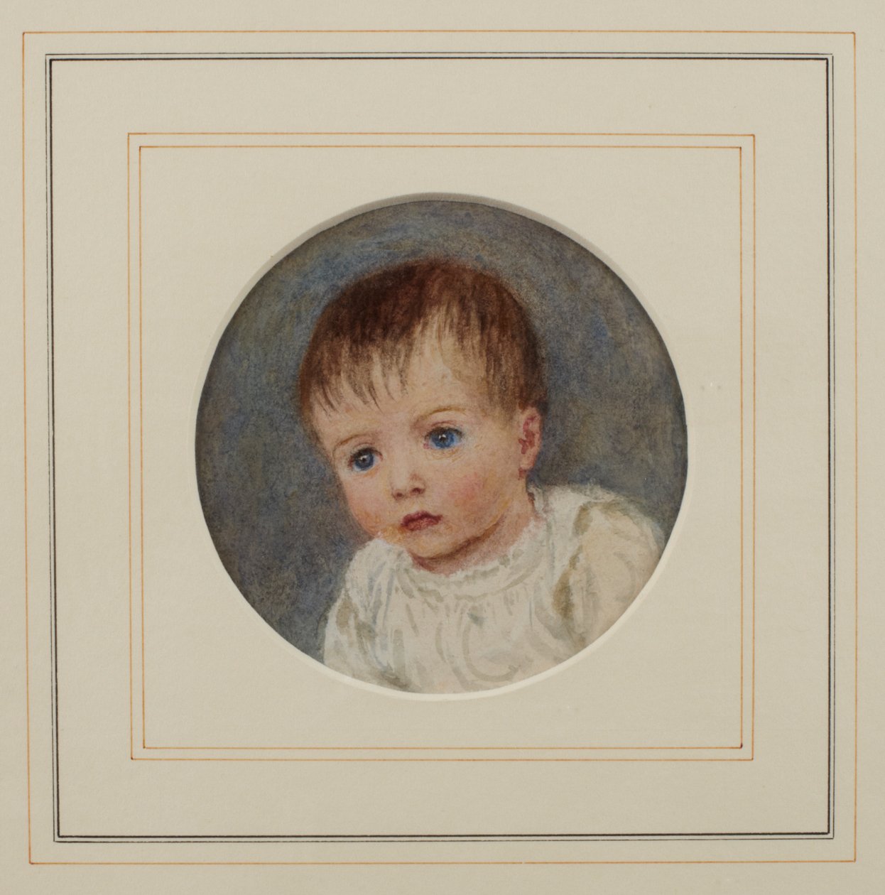 Gerald Allingham som baby (akvarel på papir) af Helen Allingham