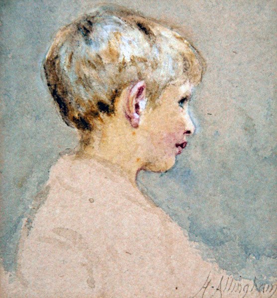 Head of a Boy (akvarel på papir) af Helen Allingham