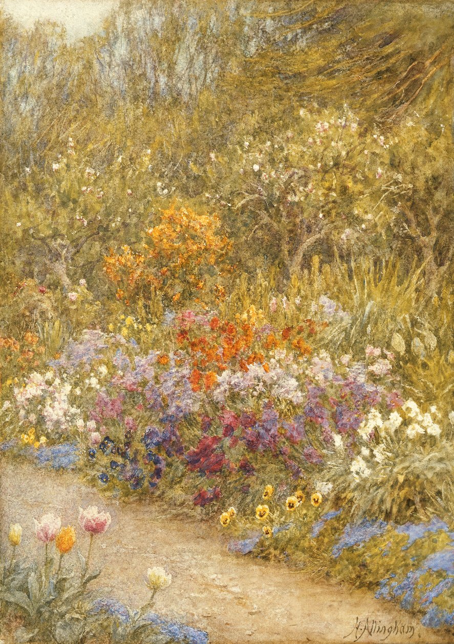 I køkkenhaven, Farringford (wc på papir) af Helen Allingham