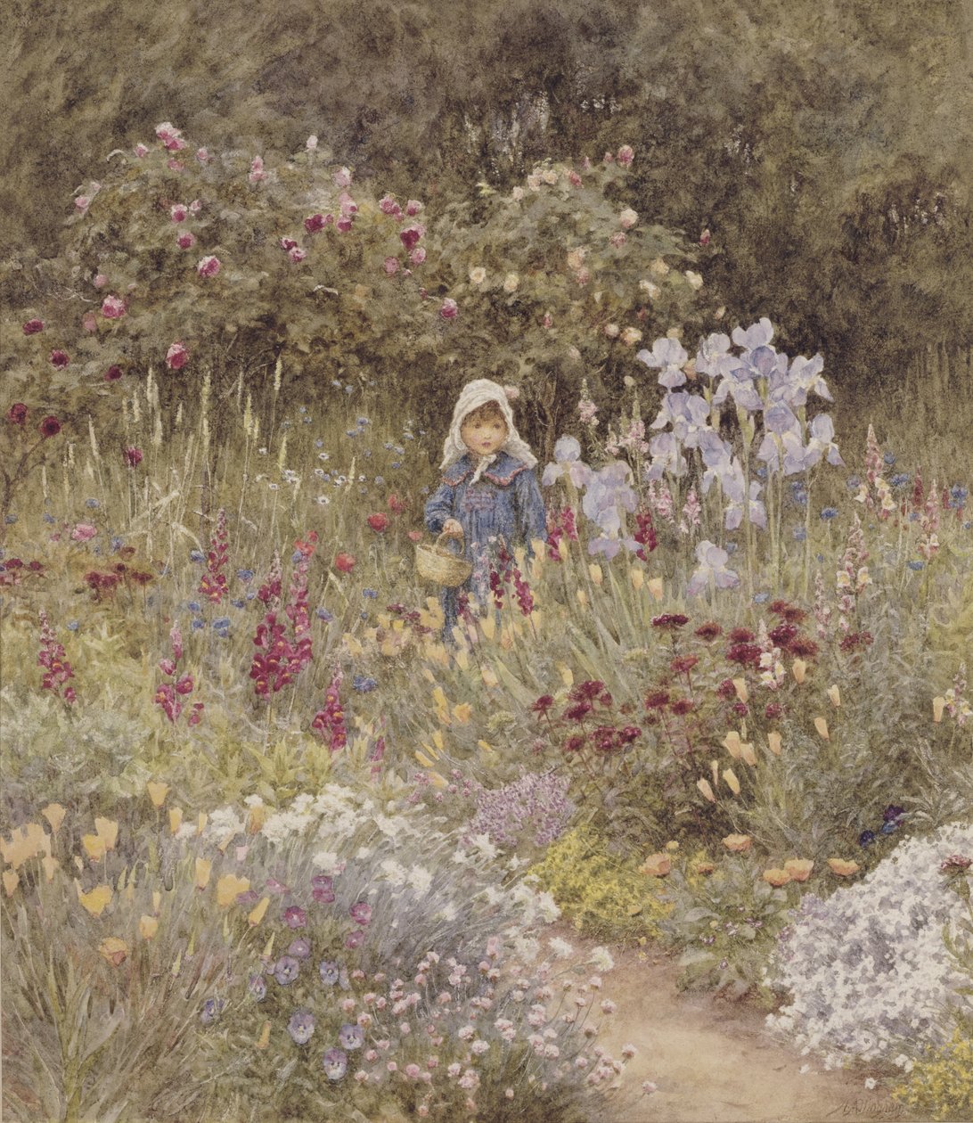 Minna, illustration til Happy England af Marcus Huish, pub. af A & C Black, 1904 (wc) af Helen Allingham