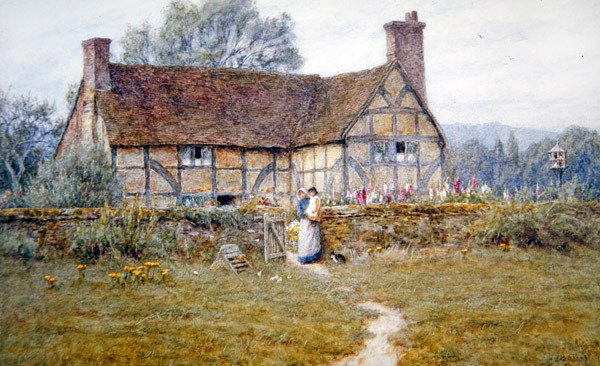 Old Cottage at Alfriston (akvarel på papir) af Helen Allingham