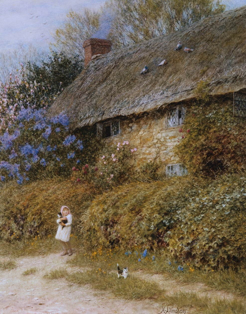 Gammelt sommerhus ved Freshwater, Isle of Wight af Helen Allingham