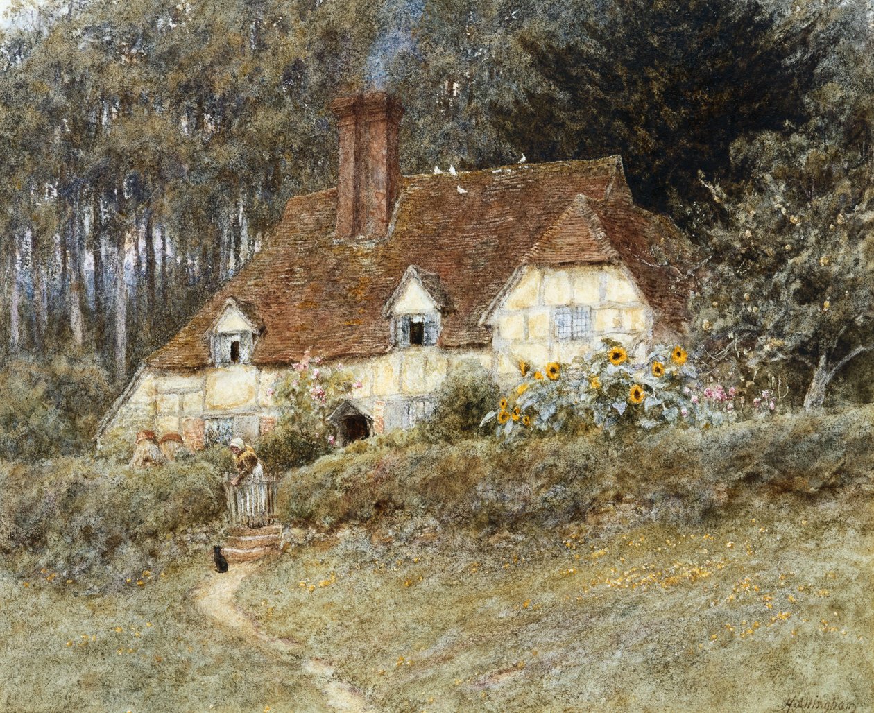Old Surrey Cottage af Helen Allingham