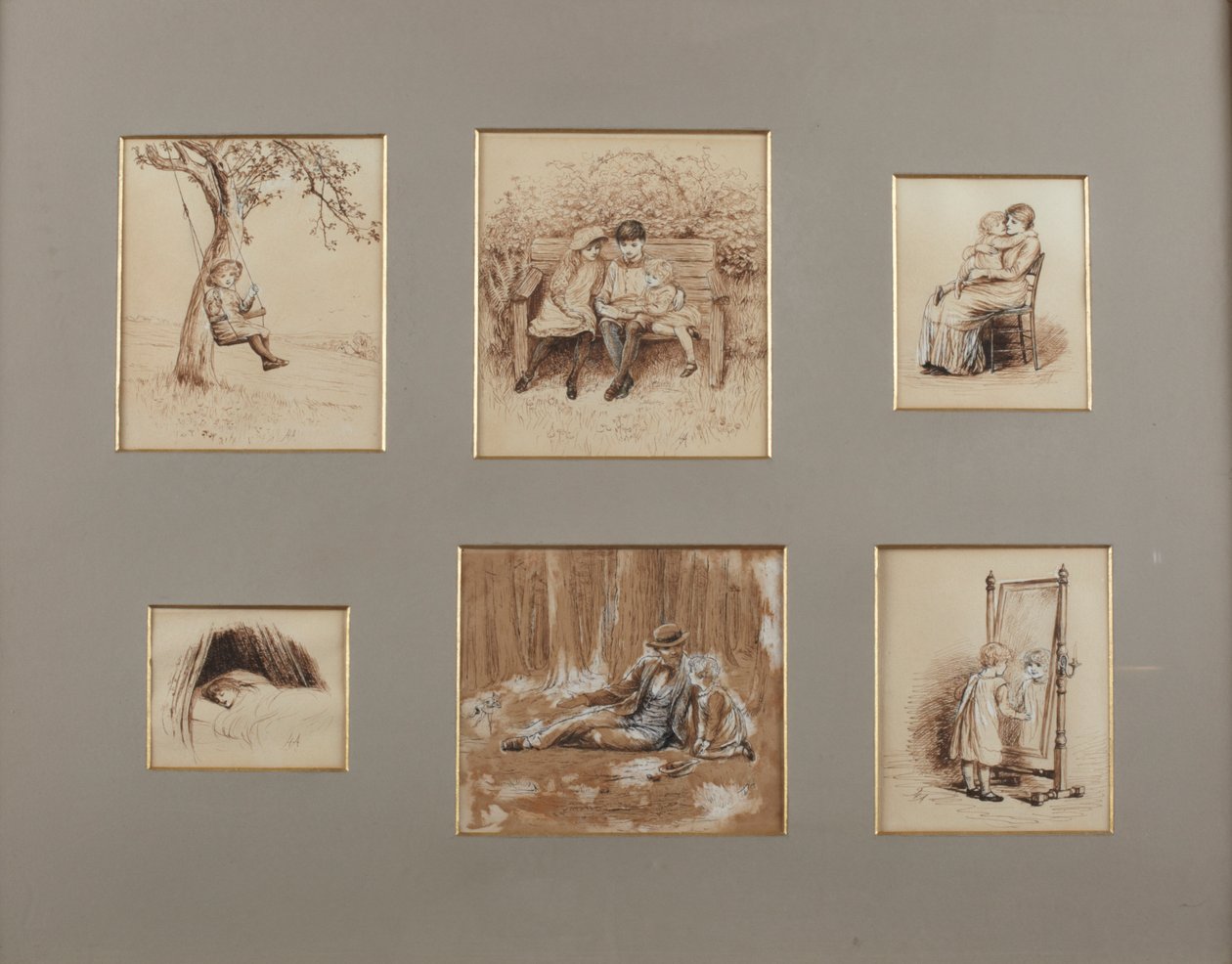 Rim for de unge (sepia pen & vask på papir) af Helen Allingham