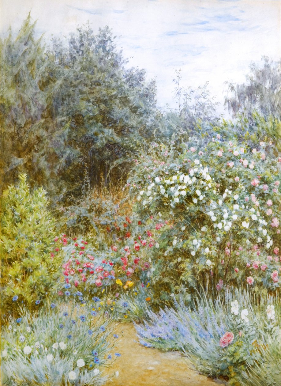 Roser i Gertrude Jekylls have, Munstead Wood, Surrey (akvarel) af Helen Allingham