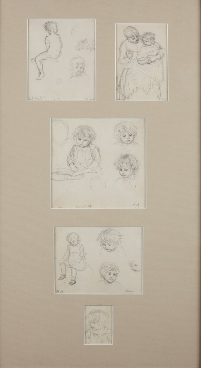 Skitser af Henry Allingham, ca. 1884 (blyant på papir) af Helen Allingham