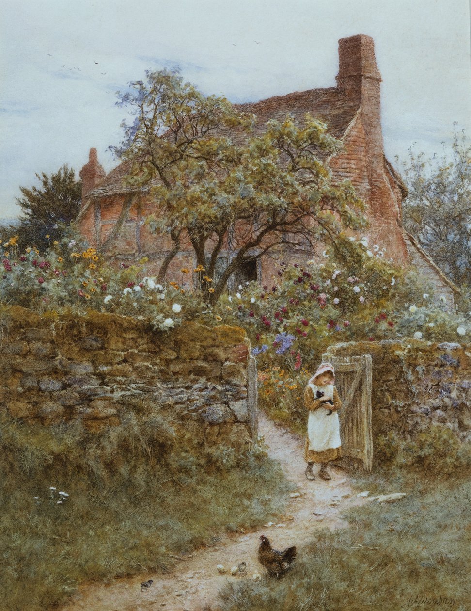 Den sorte killing (akvarel med udskrabning) af Helen Allingham
