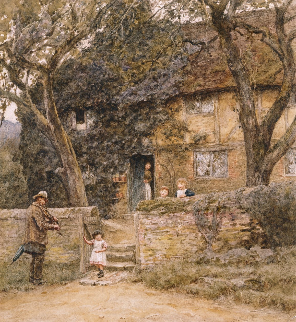 Spillemanden af Helen Allingham