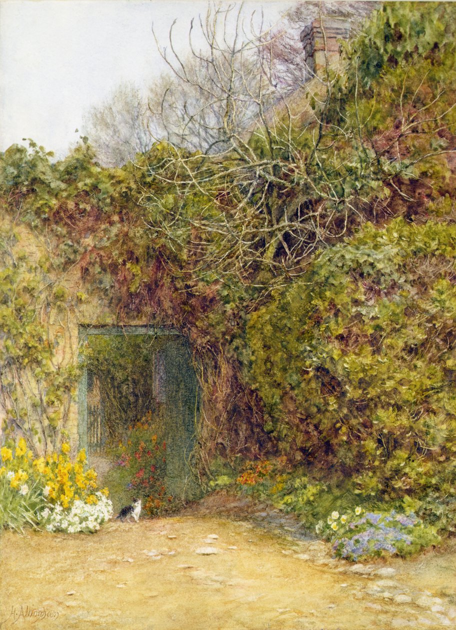 The Kitchen Garden, Farringford (akvarel og kropsfarve på papir) af Helen Allingham