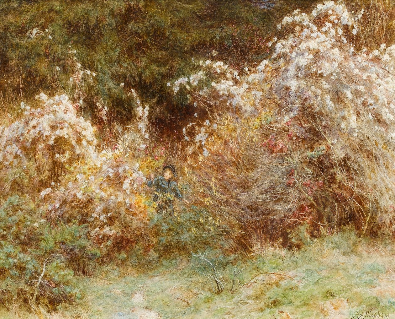 Travellers Joy: A Surrey Hedgerow (wc på papir) af Helen Allingham