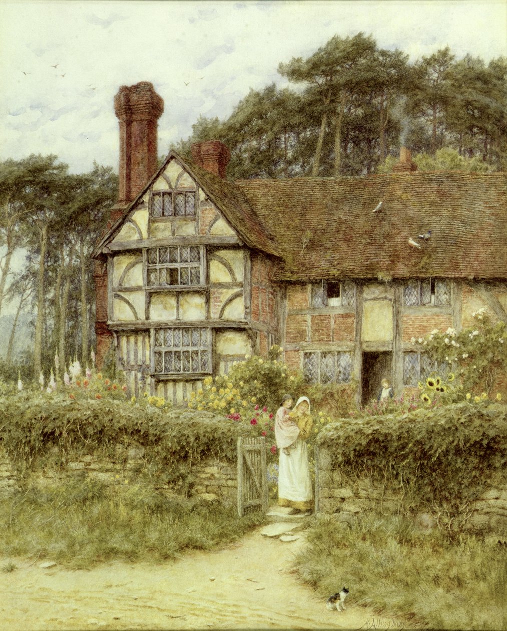 Unstead Farm, Godalming (watercolor on paper) af Helen Allingham