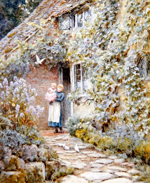 Vine Cottage (akvarel på papir) af Helen Allingham