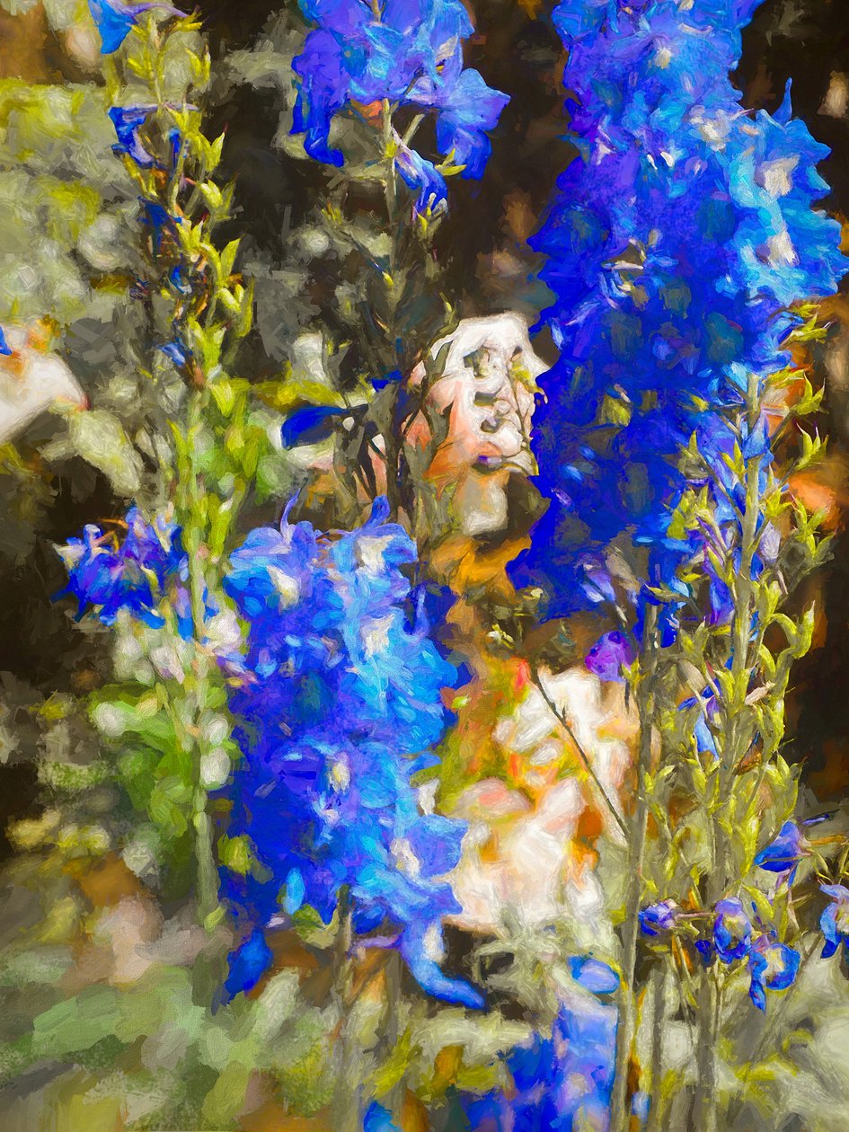 Blue Delphiniums, 2019 af Helen White