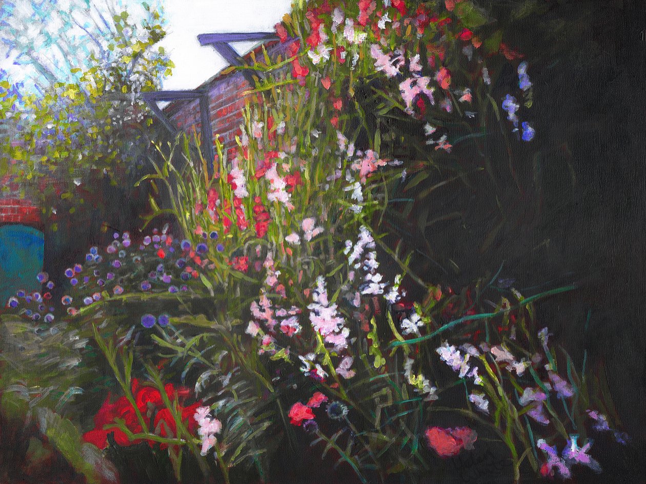 Walled Garden, 2020 (akryl om bord) af Helen White