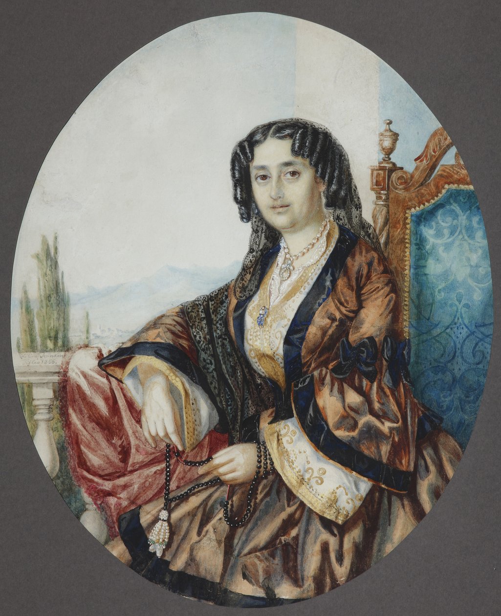 Portræt af prinsesse Nino Aleksandrovna Griboyedova født Chavchavadze, 1856 af Helene Franken