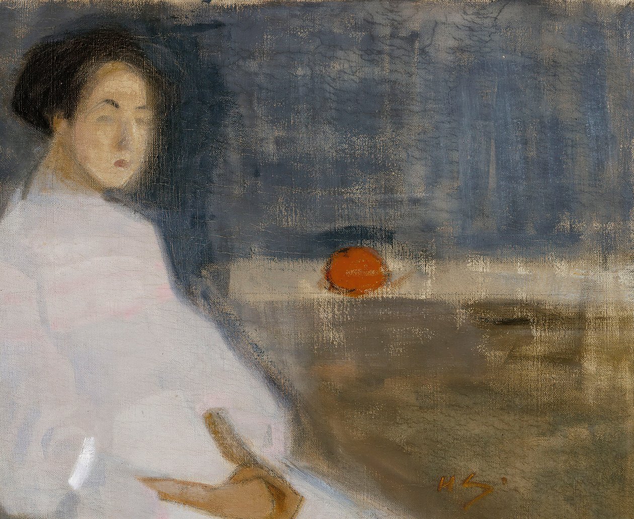Kostumebillede I pige med appelsin, bagerens datter, 1908-1909. af Helene Schjerfbeck
