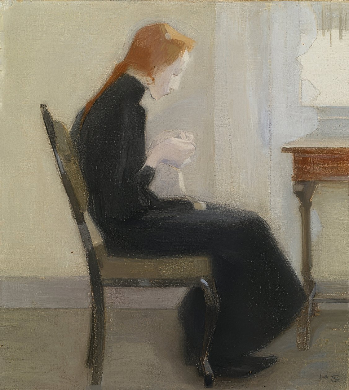 Hækle pige. 1904 af Helene Schjerfbeck