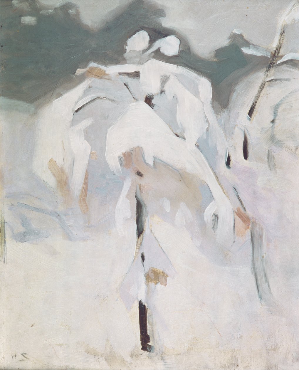 Snedækket birk, ca. 1913 (olie på panel) af Helene Schjerfbeck