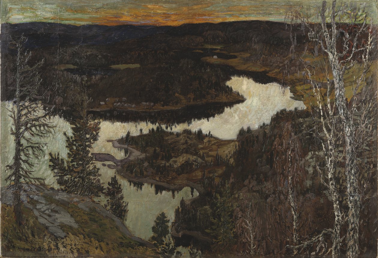 Autumn, Nordingra (Olie på papir på lærred monteret på masonit) af Helmer Osslund