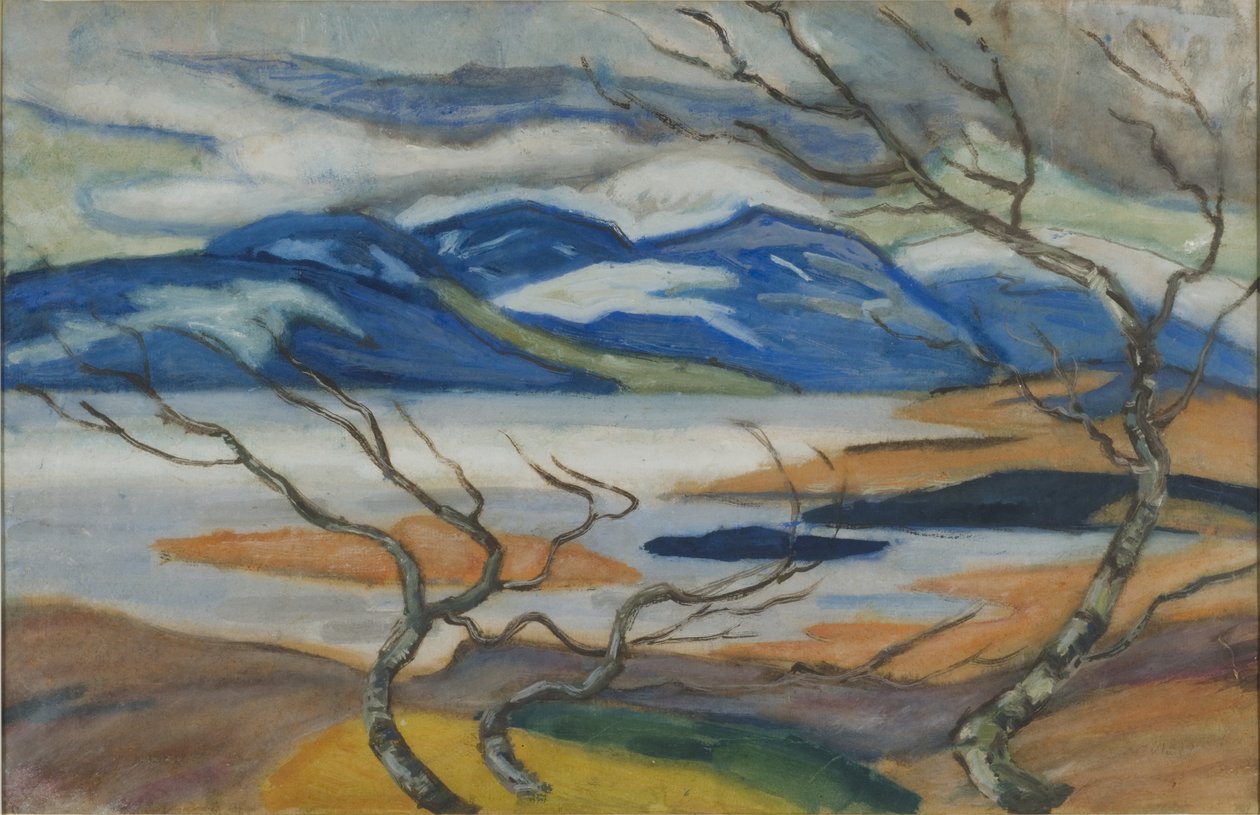 Torne Marsh i foråret (gouache på papir) af Helmer Osslund