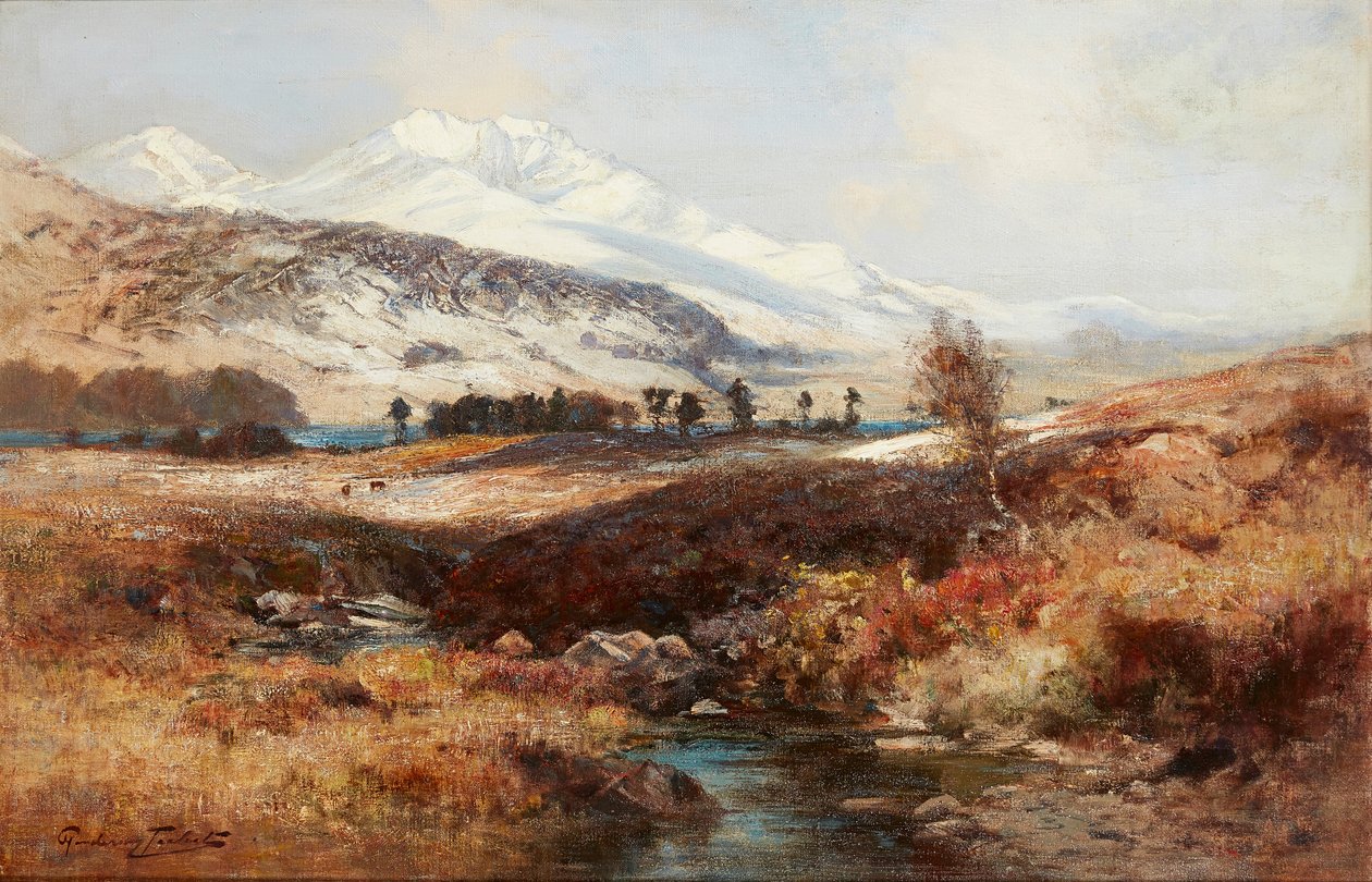 Snowy Highland Landscape (olie på lærred) af Henderson Tarbet