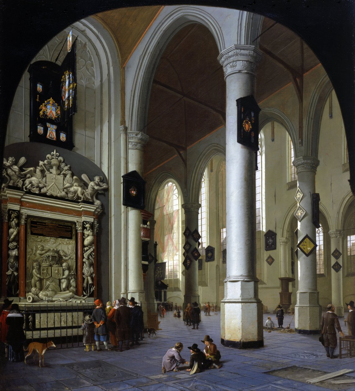 Gamle kirke i Delft med Admiral Tromps grav af Hendrik Cornelisz. van Vliet