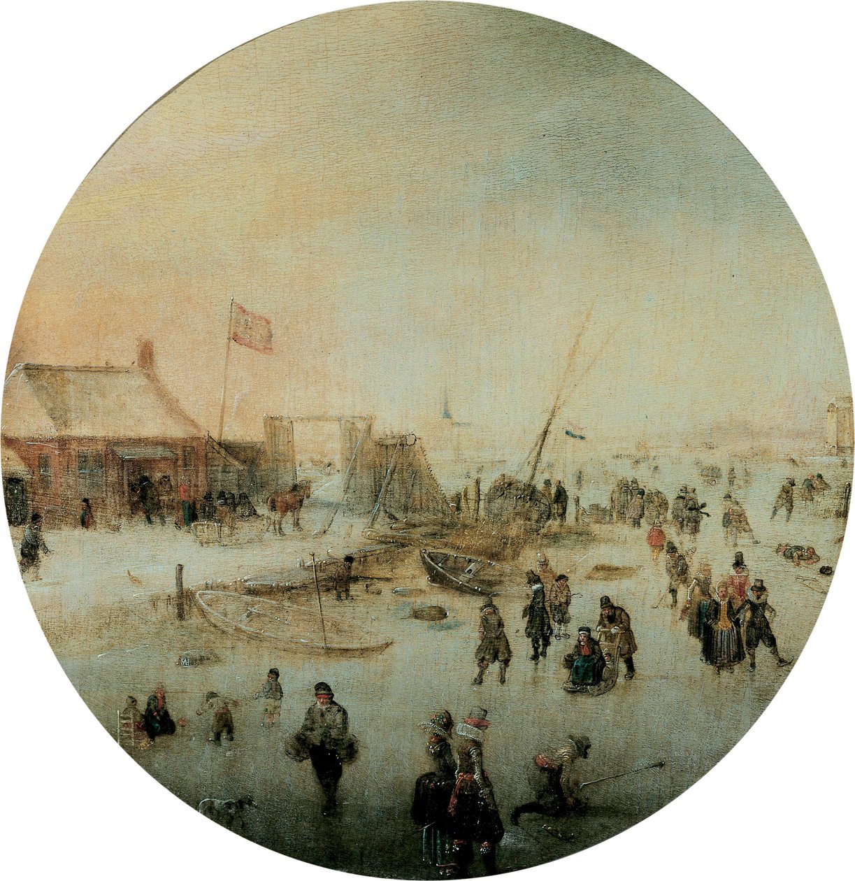 Vinterlandskab med skøjter og mennesker, der spiller kolf af Hendrick Avercamp