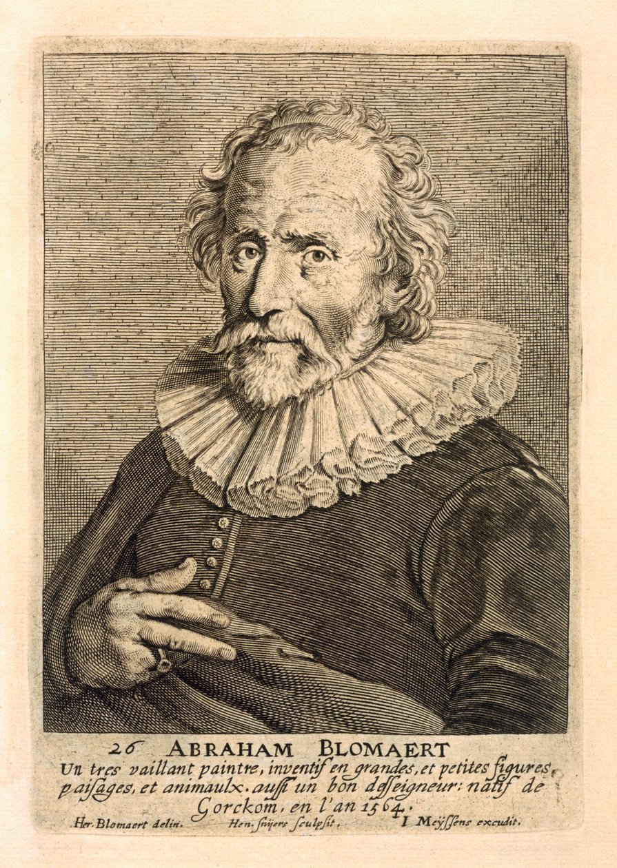 Portræt af Abraham Bloemaert, graveret af Johannes Meyssens (1612-70) af Hendrick Bloemaert