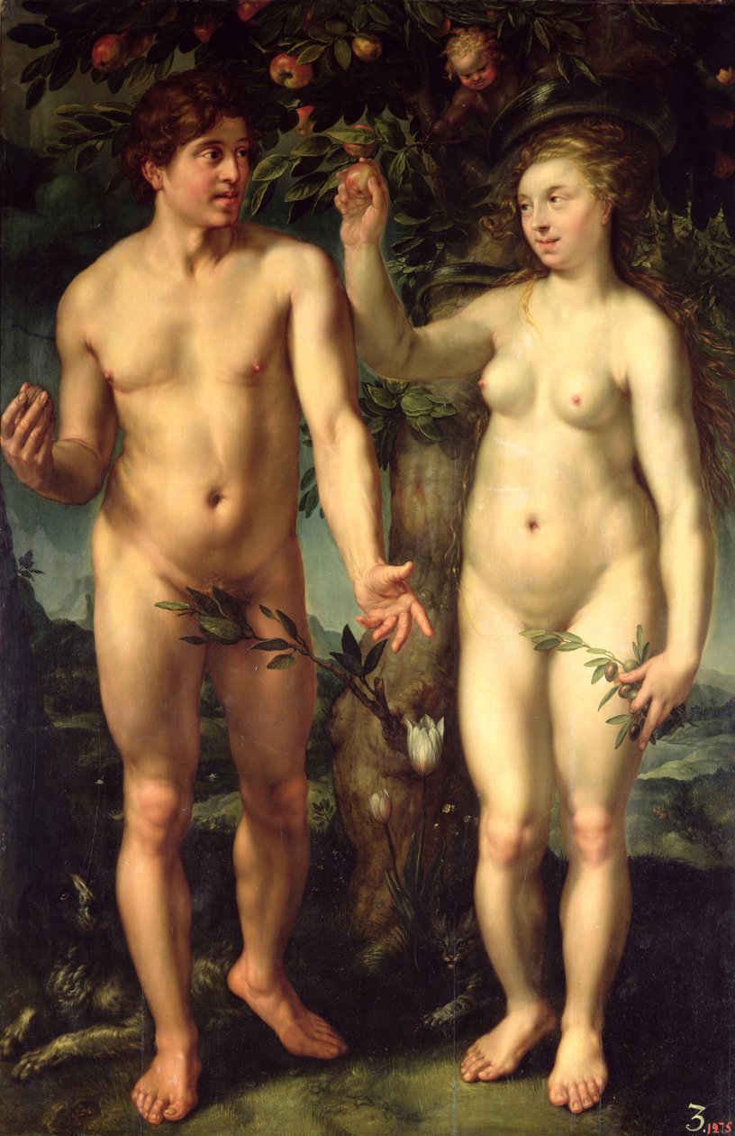 Adam og Eva, 1608 af Hendrik Goltzius