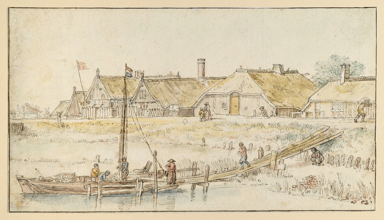 Landsbygade ved kanalbredden af Hendrick Avercamp