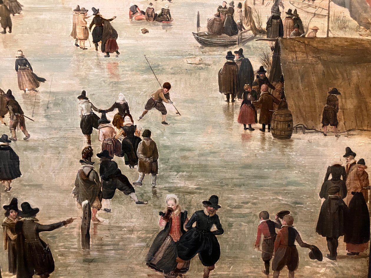 Hollandsk: IJslandschap / Skøjteløb Vinterlandskab med mange skøjteløbere af Hendrick Avercamp