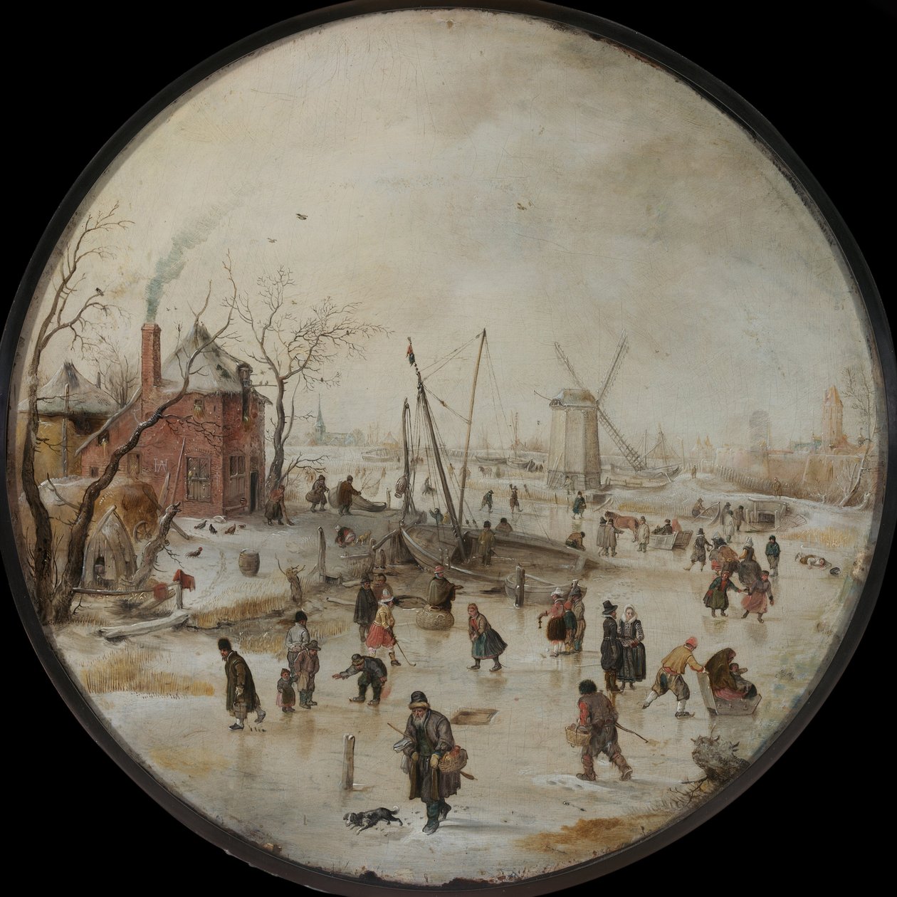 Frossen flod med skatere af Hendrick Avercamp