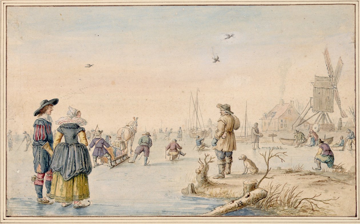 Hendrick Avercamp - Vinterlandskab med skøjteløbere, Albertina af Hendrick Avercamp