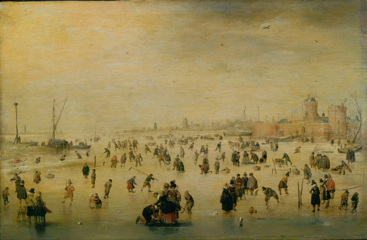 Skating scene af Hendrick Avercamp