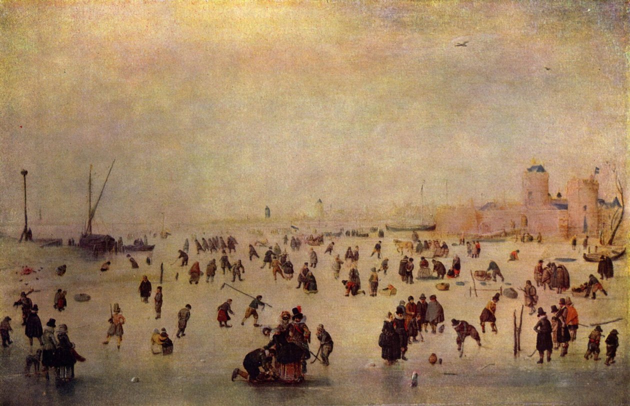 Skating scene af Hendrick Avercamp