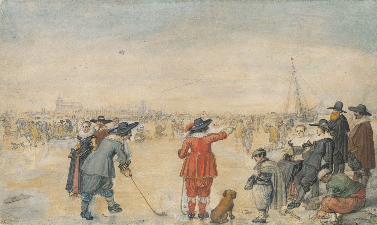 Vinterlege på den frosne flod Ijssel af Hendrick Avercamp