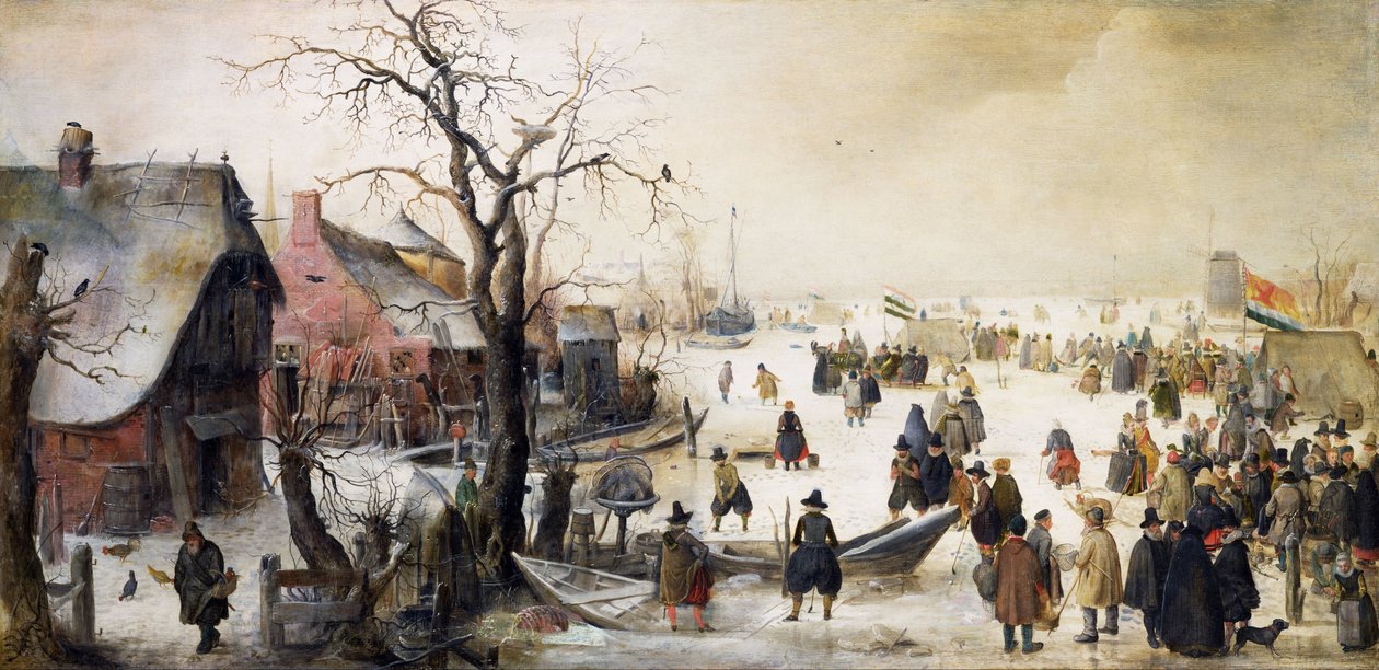 Vinterscene på en kanal af Hendrick Avercamp
